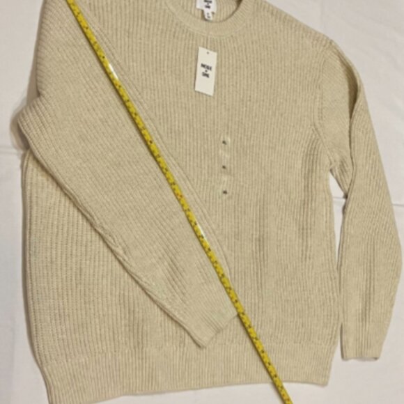 Mode of One Men Knit Cable Crewneck Sweater Bleached Oak Size XL - Picture 8 of 8
